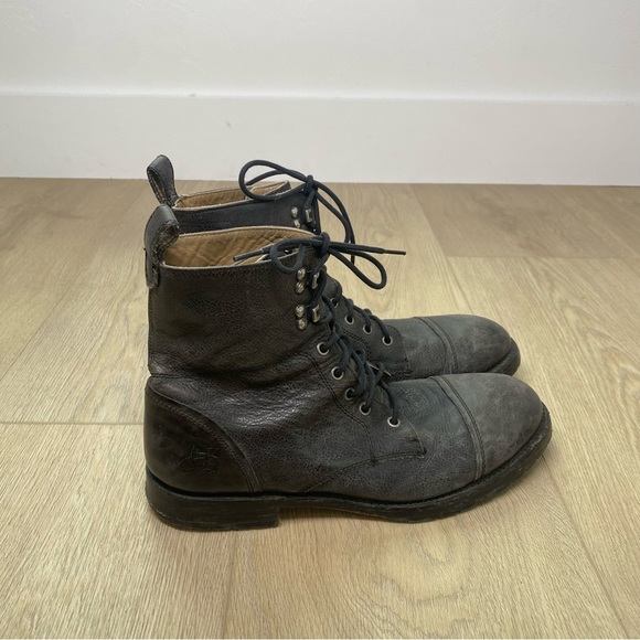 John Fluevog Other - JOHN FLEUVOG Lace Up Combat Boots Gray Leather Men’s 10